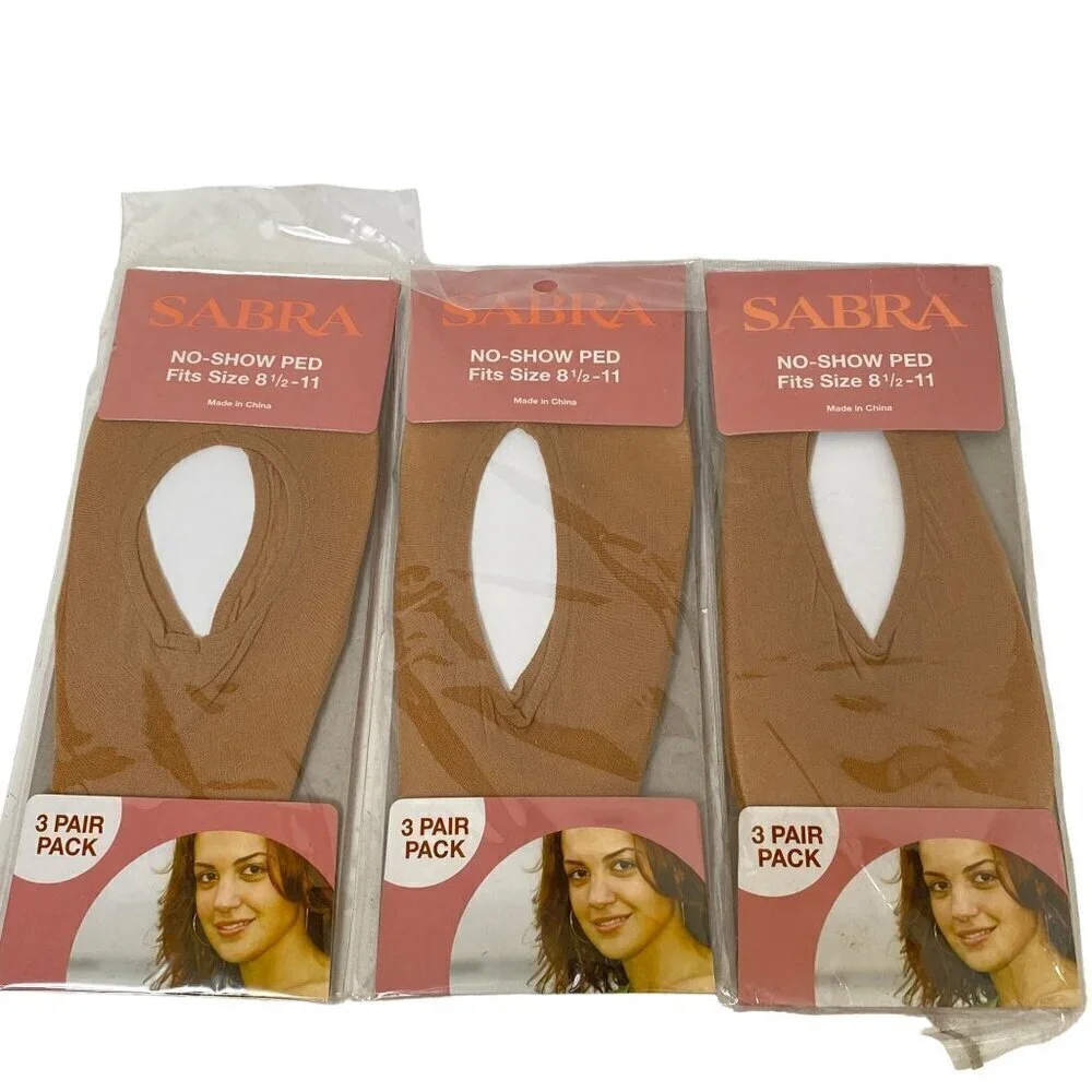 Sabra Nylon No-Show Peds 9 Pair (3packs of 3) Nude Color
